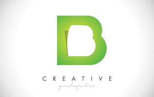 Icono de diseño de letra b con ilustración de logo de vector de diseño de corte de papel