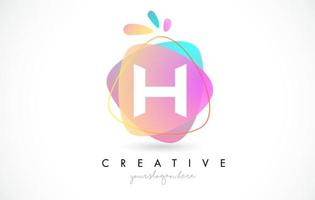 H Letter Logo Design with Vibrant Colorful Splash rounded shapes. Pink and Blue Orange abstract Design Letter Icon Vector. vector