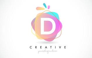 D Letter Logo Design with Vibrant Colorful Splash rounded shapes. Pink and Blue Orange abstract Design Letter Icon Vector. vector