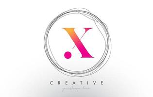 Artistic X Letter Logo Design With Creative Circular Wire Frame around it vector