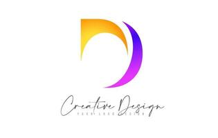 icono de diseño de logotipo letra d con moderno swoosh naranja púrpura creativo vector