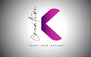 Creative Letter K Logo With Purple Gradient and Creative Letter Cut. vector