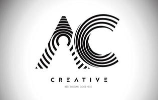 AC Lines Warp Logo Design. Letter Icon Made with Circular Lines. vector