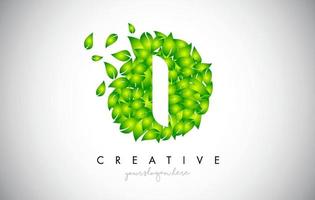 I Green Leaf Logo Design Eco Logo With Multiple Leafs Blowing in the Wind Icon Vector. vector