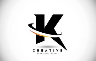 Logotipo de letra k swoosh con vector de icono de swoosh curvo creativo.