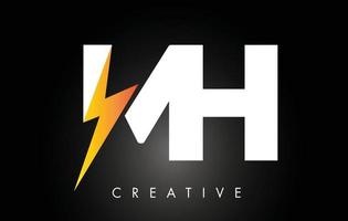 MH Letter Logo Design With Lighting Thunder Bolt. Electric Bolt Letter Logo vector