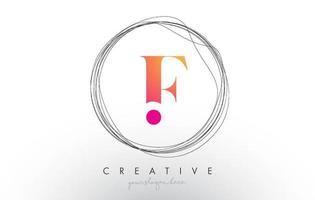 Artistic F Letter Logo Design With Creative Circular Wire Frame around it vector