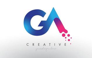 GA Letter Design with Creative Dots Bubble Circles and Blue Pink Colors vector