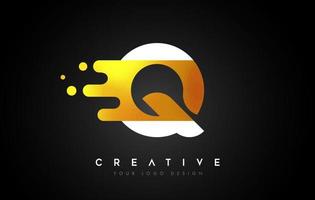 Q Melted Golden Letter Logo Design. Creative Golden Fluid Letter Icon Vector. vector