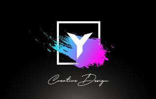 Y Artistic Brush Letter Logo Design in Purple Blue Colors Vector