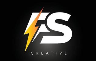 Diseño de logotipo de letra fs con iluminación thunder bolt. logotipo de letra de perno eléctrico vector