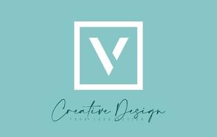 V Letter Icon Design With Creative Modern Look and Teal Background. vector