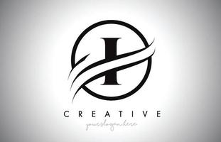 Diseño de logotipo de letra i con borde circular swoosh y diseño de icono creativo. vector