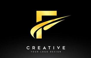 Creative F Letter Logo Design with Swoosh Icon Vector. vector