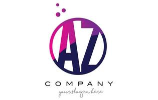 AZ A Z Circle Letter Logo Design with Purple Dots Bubbles vector
