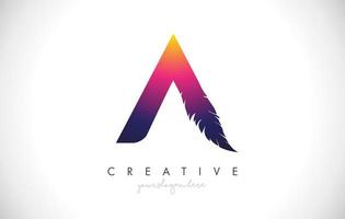 A Feather Letter Logo Icon Design With Feather Feathers Creative Look Vector Illustration