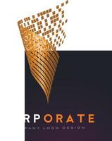 Corporate Abstract Logo with Gold Shattered Squares vector