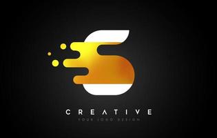 S Melted Golden Letter Logo Design. Creative Golden Fluid Letter Icon Vector. vector