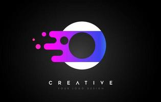 Dots Letter O Logo Design. Letter O Icon with Fluid Liquid Idea and Purple Colors Vector