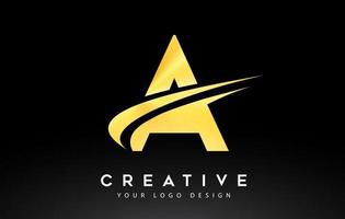 Creative A Letter Logo Design with Swoosh Icon Vector. vector