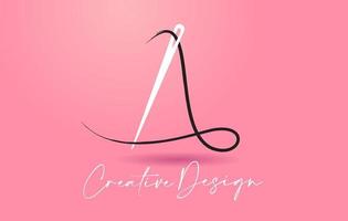 A Letter Logo with Needle and Thread Creative Design Concept Vector