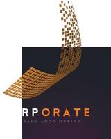 Corporate Abstract Logo with Gold Shattered Squares vector