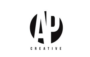 AP A P White Letter Logo Design with Circle Background. vector