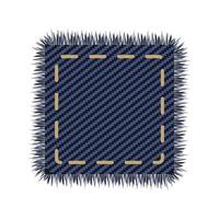 Jeans square tag for design. Jeans patch canvas for label with realistic fabric texture.