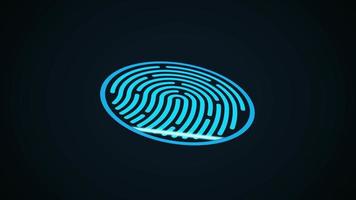 Identifikationssystem mit Fingerabdruck-Scan. biometrische Autorisierungen und Zulassungen. Konzept der Zukunft der Sicherheit und Passwortkontrolle durch Fingerabdrücke in einer fortgeschrittenen technologischen Zukunft. video