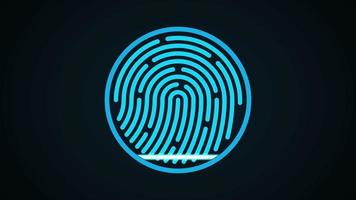 identificatiesysteem voor vingerafdrukken. biometrische autorisaties en goedkeuring. concept van de toekomst van beveiliging en wachtwoordcontrole door middel van vingerafdrukken in een geavanceerde technologische toekomst. video