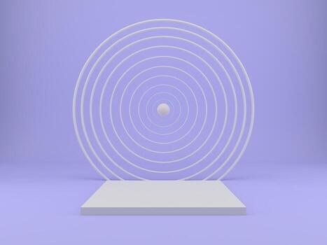 3d rendering studio with geometric shapes, podium on the floor. Platforms for product presentation, mock up background. photo
