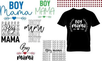 boy mama vector design set tipografía texto impresión paquete