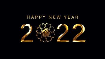 HAPPY NEW YEAR 2022 golden text snowflakes video