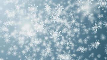 Falling White snowflakes and bokeh light blue video