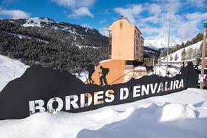 Grandvalira, Andorra 2021 - Sign of town of Bordes d'enValira