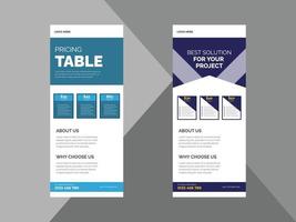 pricing table roll up banner design template. shop pricing table poster leaflet design template. cover, roll up banner, poster, print-ready vector