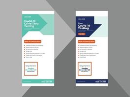 covid-19 testing program roll up banner design template. covid-19 poster leaflet design. coronavirus testing program dl flyer template. cover, roll up banner, poster, print-ready vector