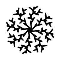 Vector hand drawn snowflake isolated on white background icon. Merry Christmas and Happy New Year typography elements. Doodle vintage element for seasonal design, decoration, greeting cards.