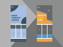 child care roll up banner design. kids care medical service poster leaflet design. child mental health banner. cover, roll up banner, poster, print-ready vector