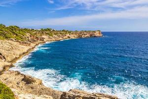 Cliffs bay landscape panorama Parc natural de Mondrago Mallorca Spain. photo