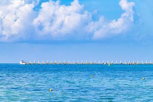 Muelle Constituyente jetty pier mexican beach Playa del Carmen Mexico. photo