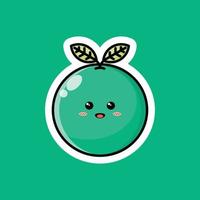 Cute fruit cartoon character with happy smiling expression. Flat vector design perfect for promotional endorsement icons, mascots or stickers. Green citrus fruit face illustration.