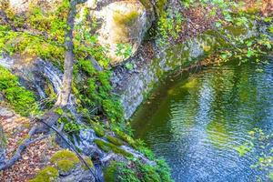 Waterfalls and floating river water Butterflies Butterfly Valley Rhodes Greece. photo