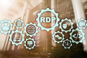 RDP Remote Desktop Protocol. Terminal Services. Server background photo