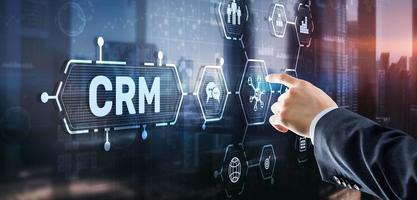 CRM Customer Relationship Management. Customer orientation concept. Care for employees photo