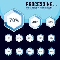percentage preloaded hexagon shape icon for business presentation vector