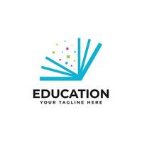 Education Logo Design With Combination of Laptop and Book vector