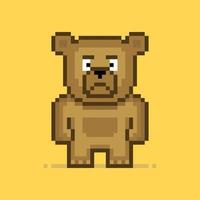 personaje de oso en estilo pixel art vector