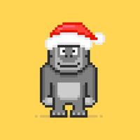 personaje de gorila en estilo pixel art vector