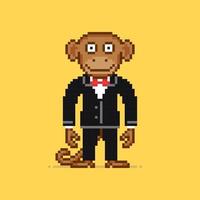 Monkey character in pixel art style vector
